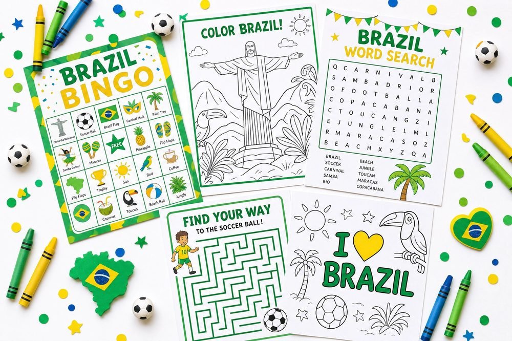 Atividades imprimíveis: bingo, caça-palavras e desenhos pra colorir