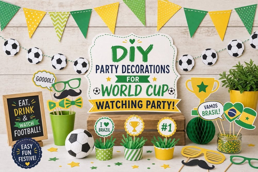 Decoração DIY da Copa: bandeirinhas, enfeites e adereços verde e amarelo